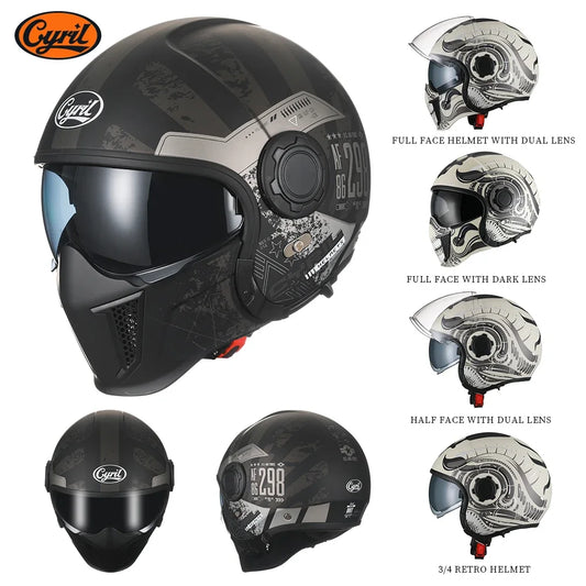 Modular Retro Moto Helmet