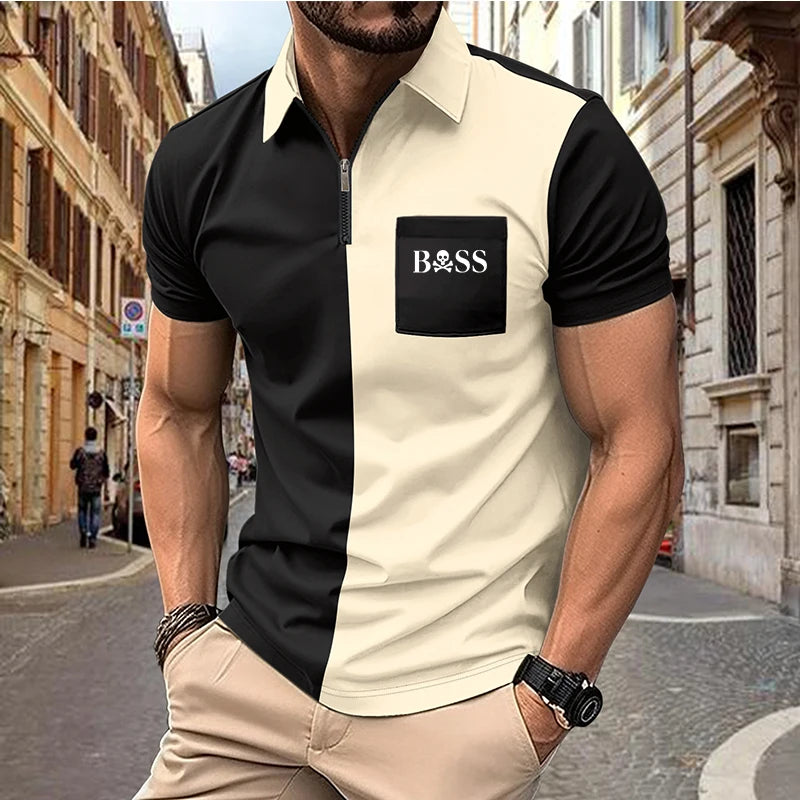 men's printed golf shirt