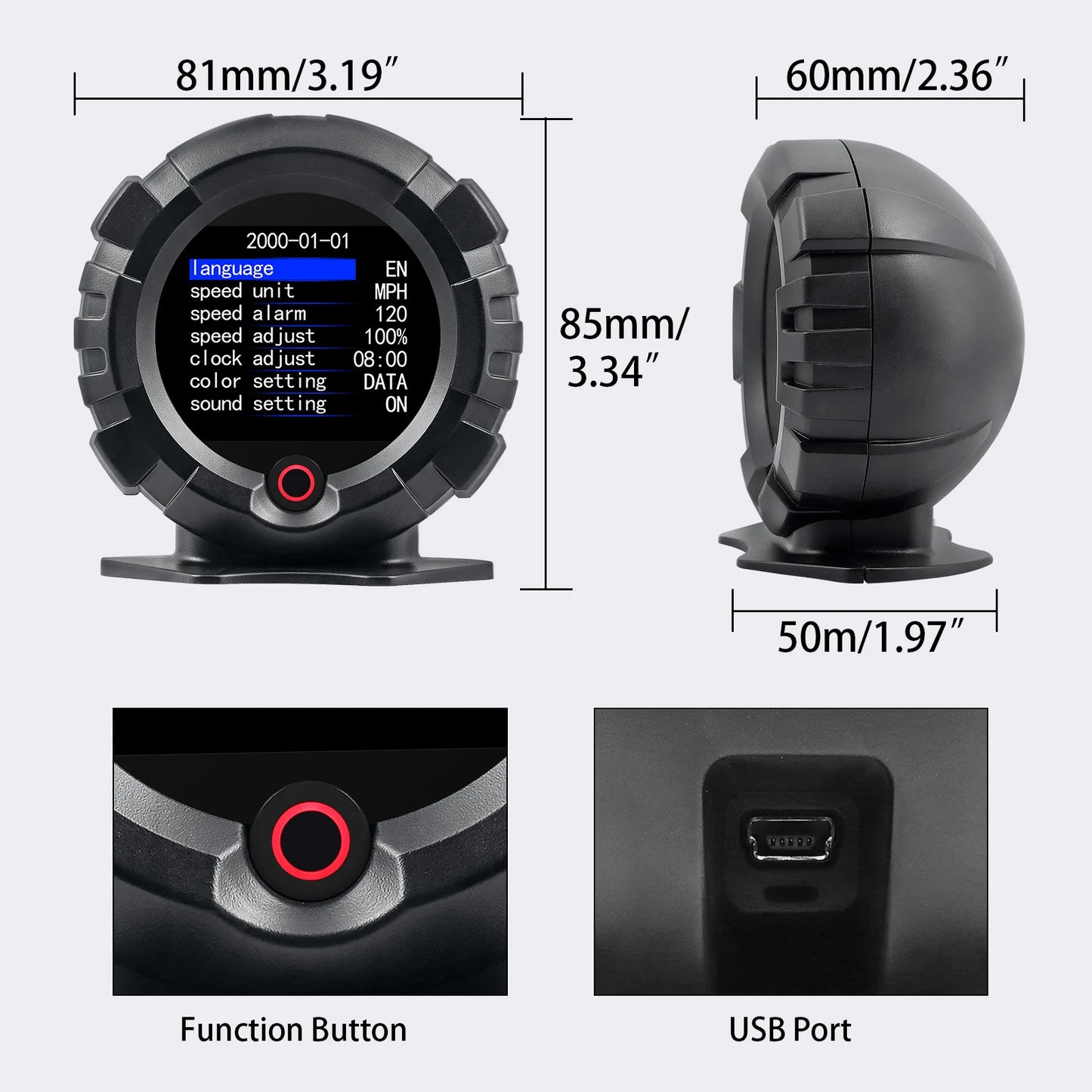 X95 GPS Head Up Display Horizontal Speedometer