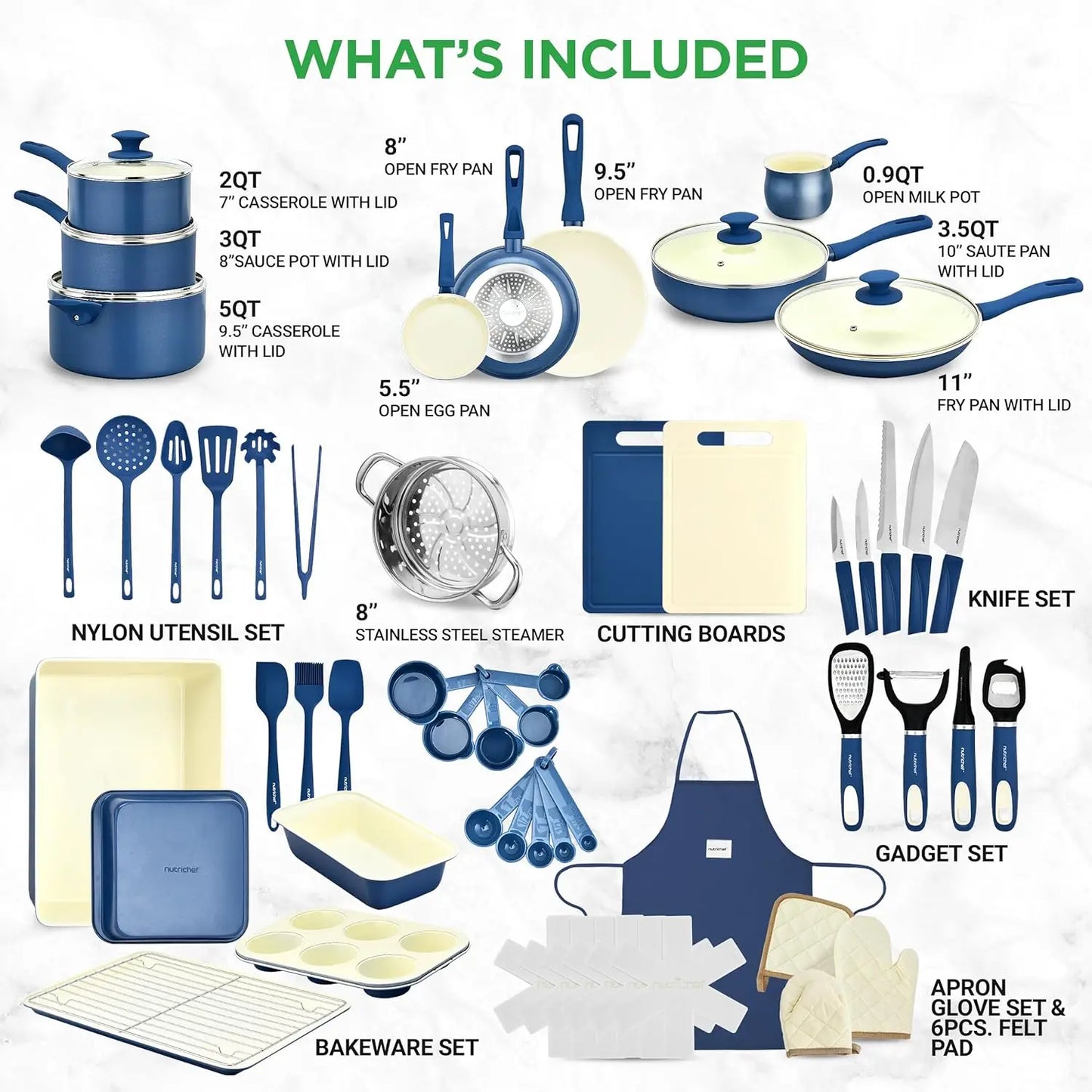 54 Piece Non-Stick Bakeware Pot and Pans Kit