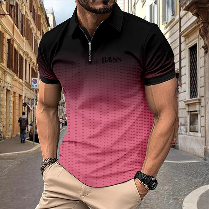 men's printed golf shirt