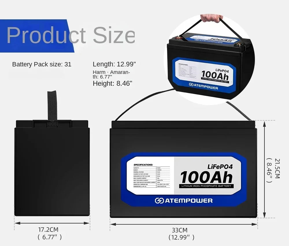 12V 100Ah LiFePO4 Built Lithium Iron Phosphate Battery