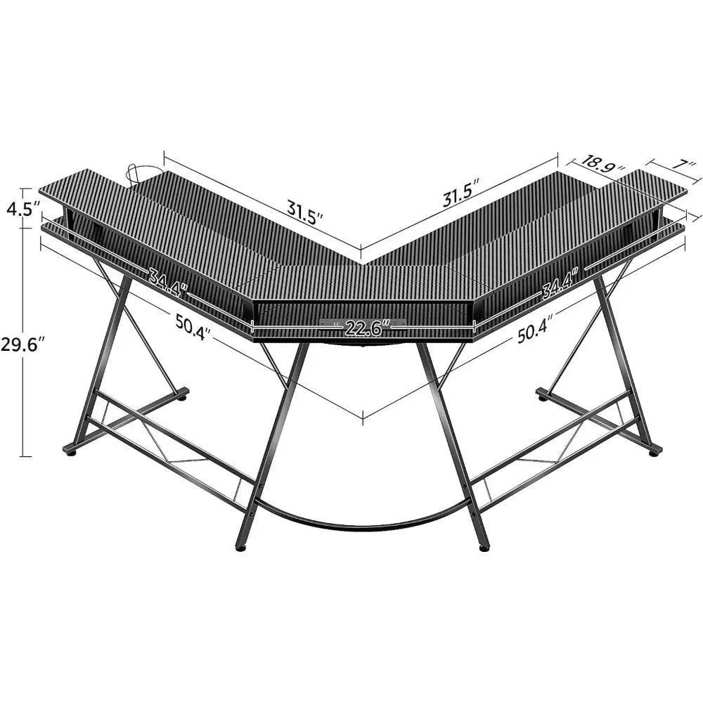 L Shaped Gaming Desk with RGB LED Lights