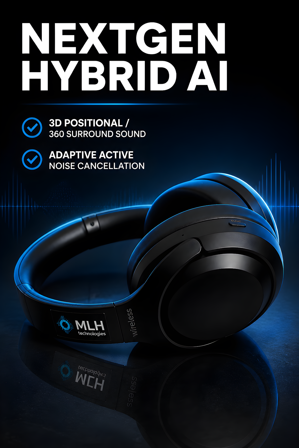 nextGEN Hybrid OTE(over-the-ear)E20 360 surround 3D spatial audio headphones
