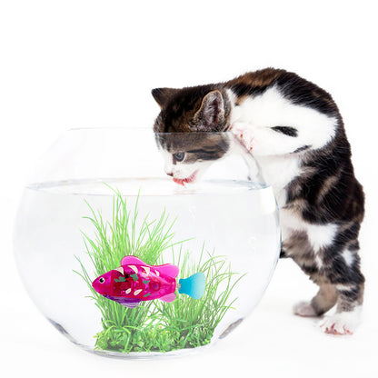 Pet Fish Electronic Cat Toys With Grass LED Light