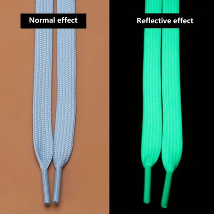 3 Pairs of Green/white Luminous Shoelaces, Suitable for Basketball Shoes, Casual Shoes, Solid Color Flat Fluorescent Design