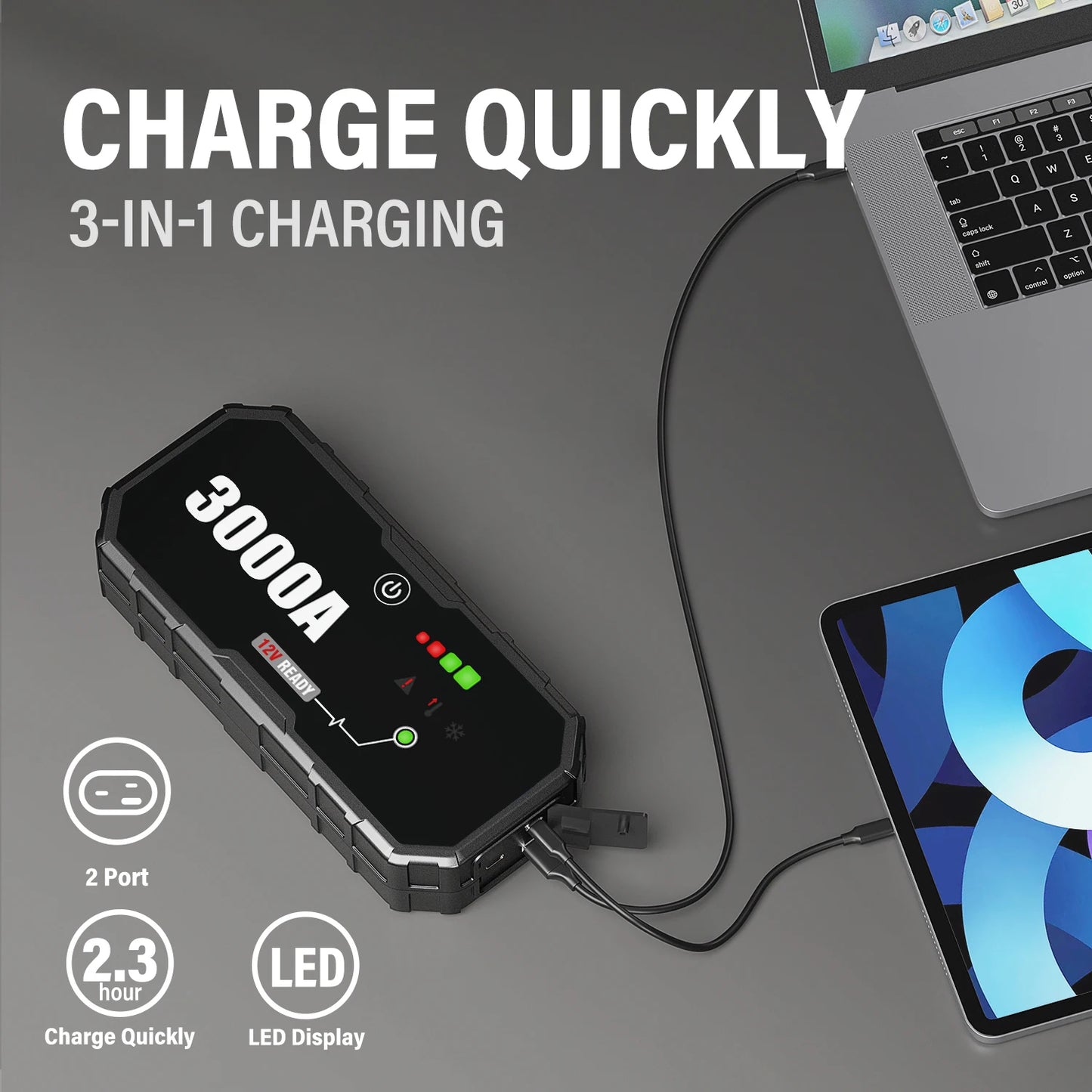 3000A Jump Starter Power Bank Car Booster