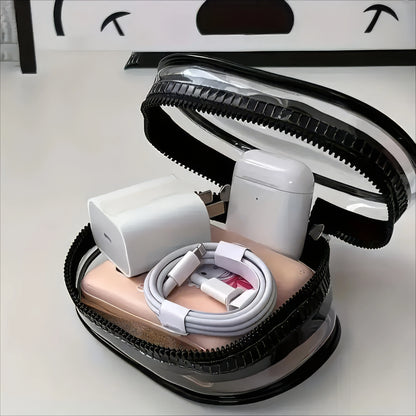 1 Travel Transparent Charger Storage Bag, Mini Portable, Used for Chargers, Headphones, Lipstick, Space Saving Travel Supplies