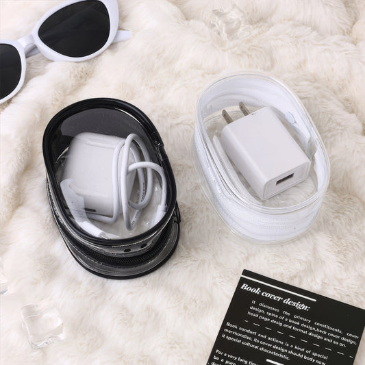 1 Travel Transparent Charger Storage Bag, Mini Portable, Used for Chargers, Headphones, Lipstick, Space Saving Travel Supplies