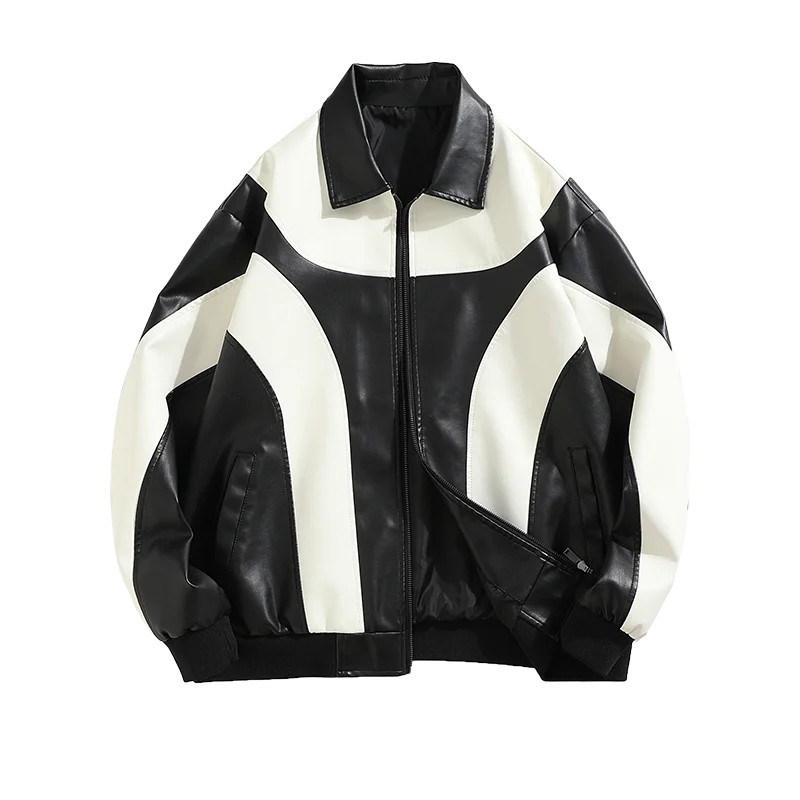 Hip Hop Men Faux Leather Motorcycle Jacket