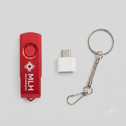 MLH Technologies USB Flash Thumb Drive with Type-C Adapter and Keychain