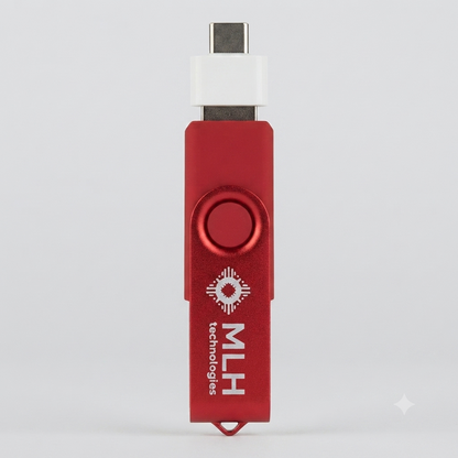 MLH Technologies USB Flash Thumb Drive with Type-C Adapter and Keychain