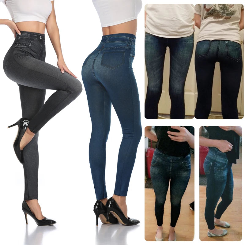 Push Up High Waist Denim Leggings