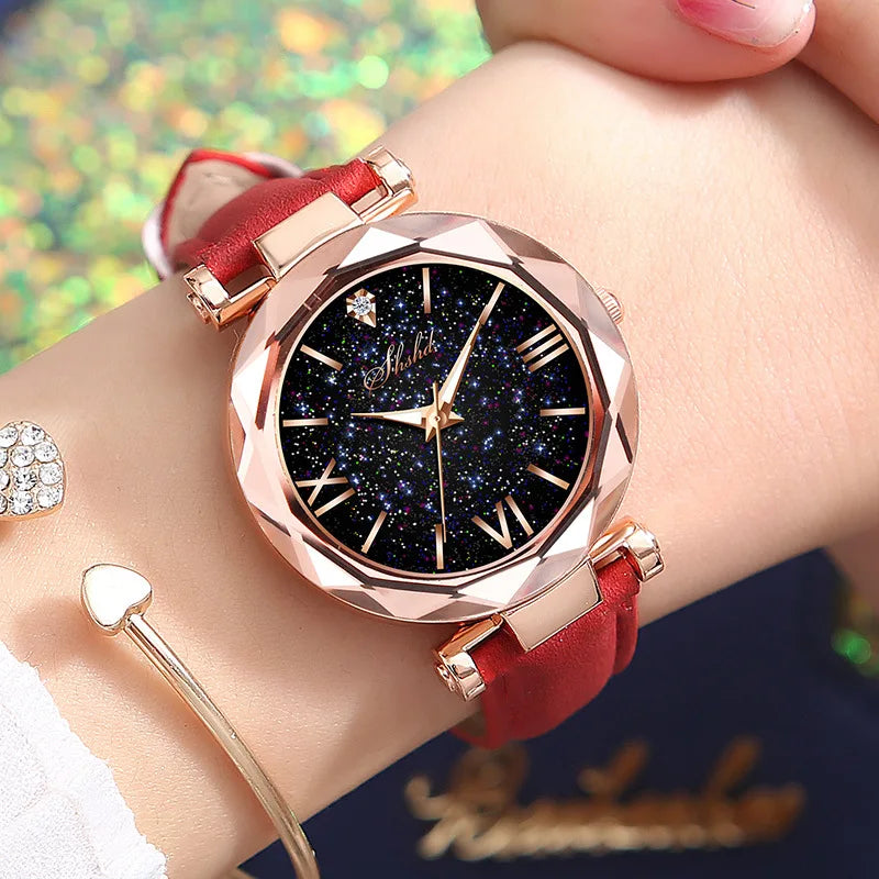 Women Rhinestone Romantic Starry Sky WristWatch