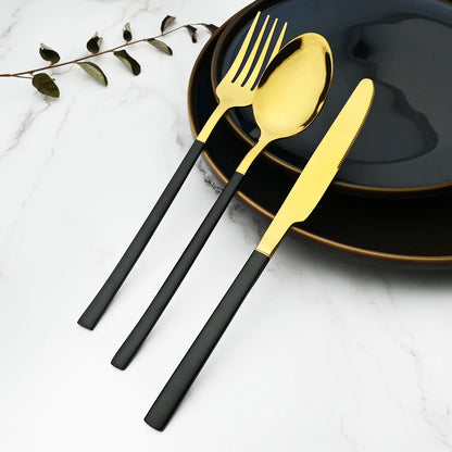 Tableware Spoon Fork Knife Golden Silverware Dinnerware Set