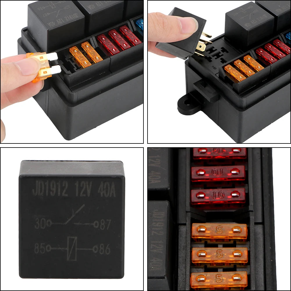 12V 40A 12-Way Fuse Box