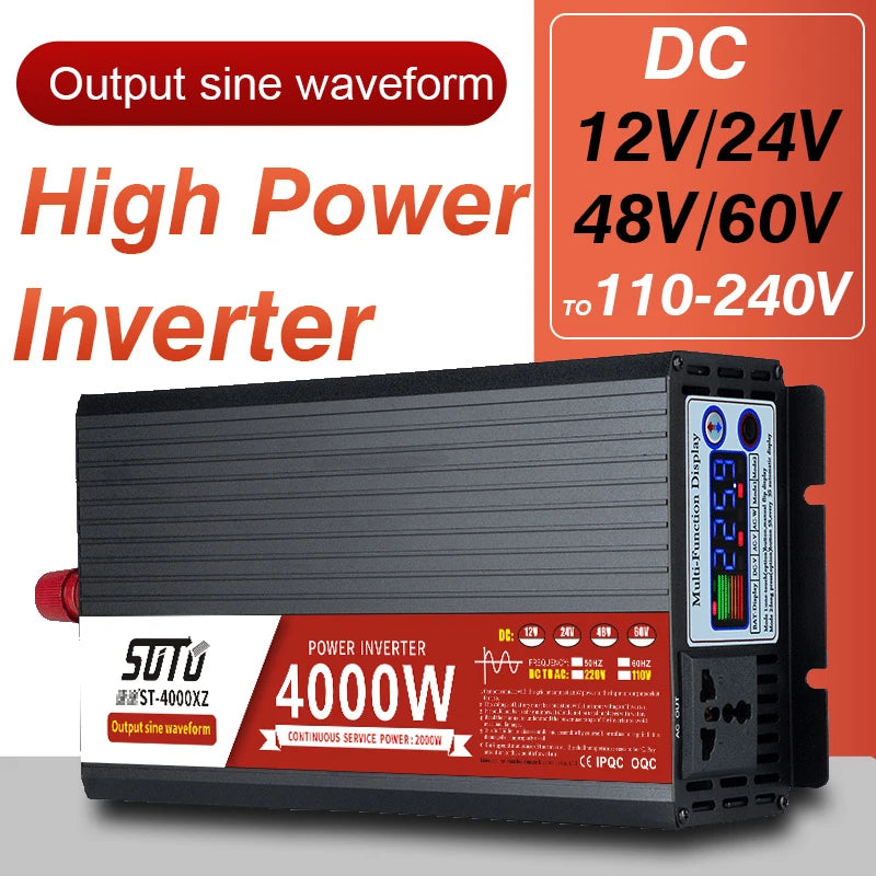 Universal 12V24V48V60V to 110V-240V LCD Screen Inverter