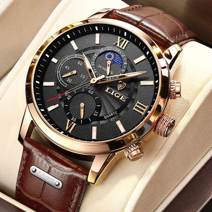 Men's Leather Quartz Watch