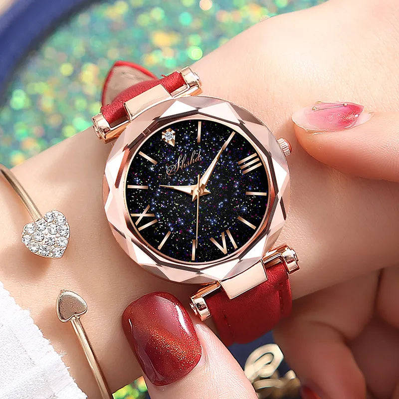 Women Rhinestone Romantic Starry Sky WristWatch