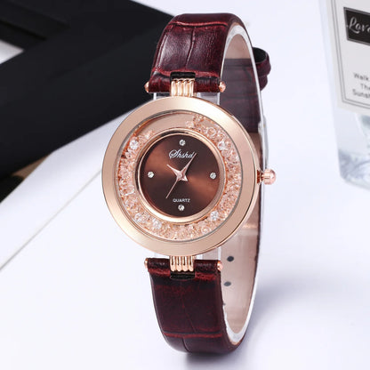 Women Fashion Casual Leather Belt Wrist Watch