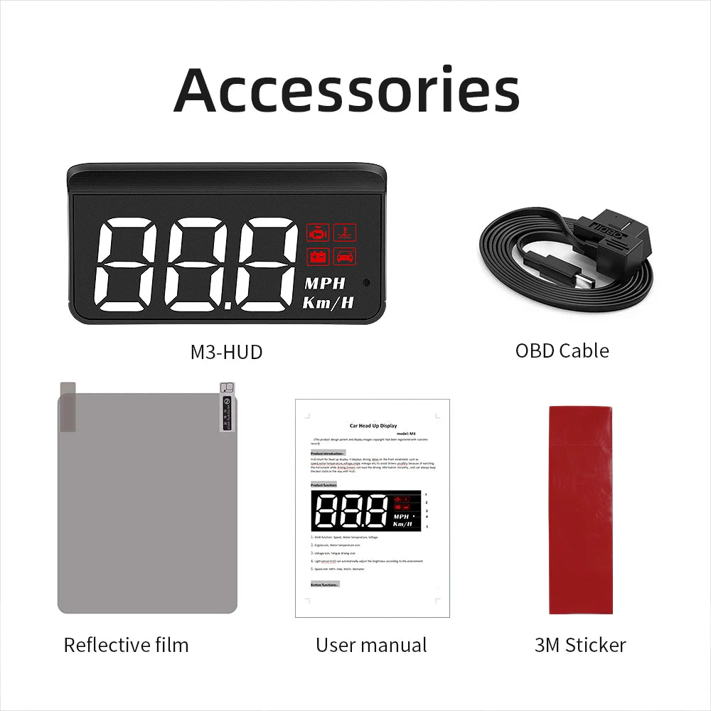 M3 Auto HUD OBD2 Head Up Display Windshield Speedometer