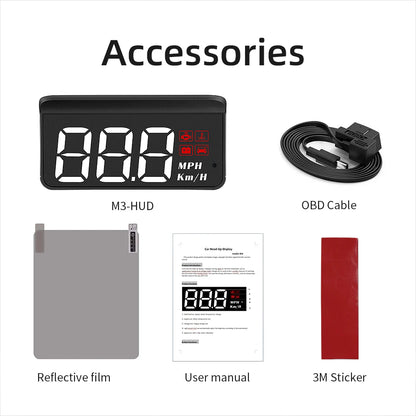 M3 Auto HUD OBD2 Head Up Display Windshield Speedometer