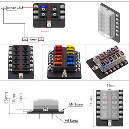 Car Blade Fuse Box 12/24V