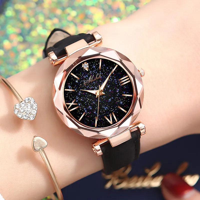 Women Rhinestone Romantic Starry Sky WristWatch