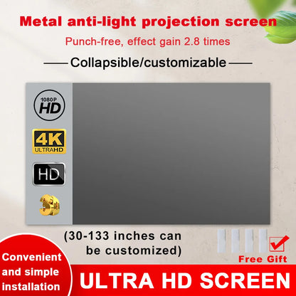 Portable Projector Screen High Brightness 16:9 Metal Anti Light Curtain