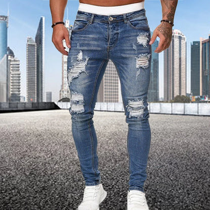 Men Fashion Street Style Ripped Skinny Jeans