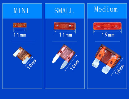 10pcs12V MINI SMALL MEDIUM Size Car Fuse Holder Add-a-circuit TAP Adapter Micro Mini Standard ATM Blade Fuse