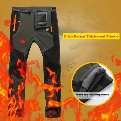 Men Thick Warm Fleece Hiking Pants