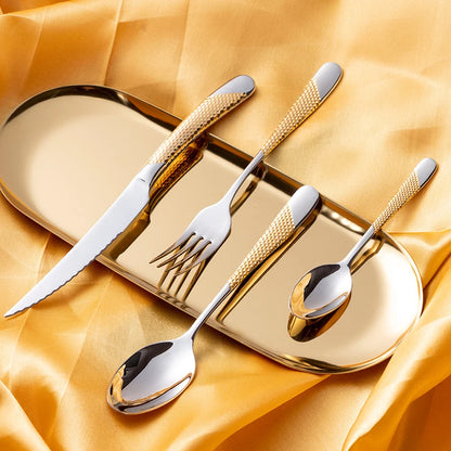 Fashion Golden Dinnerware Silverware Set