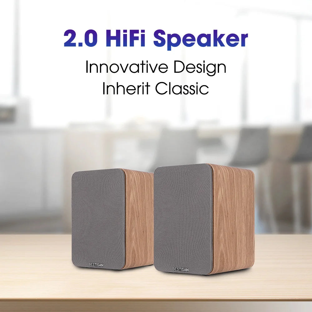 80W 2.0 HiFi Bookshelf Bluetooth Speaker