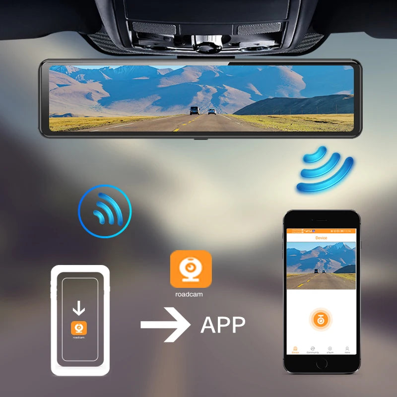 12 Inch Touch Screen Car Rearview GPS Navigator