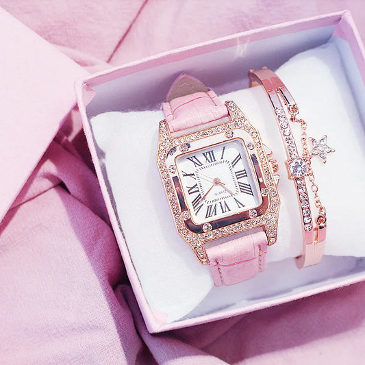 Women Starry Square Diamond Watch