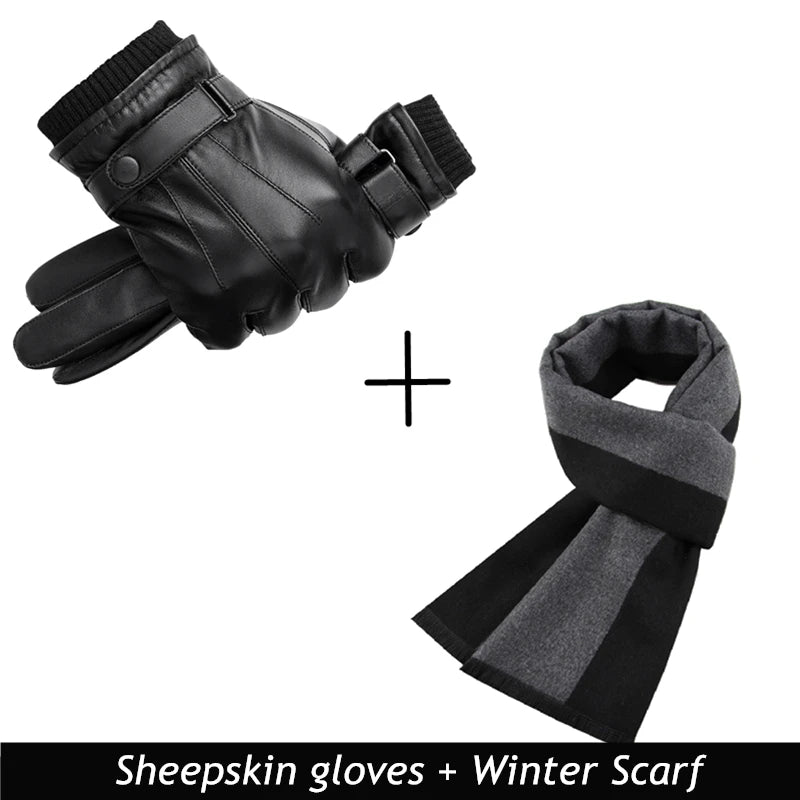 Men's Sheepskin Leather Touch Screen Gloves