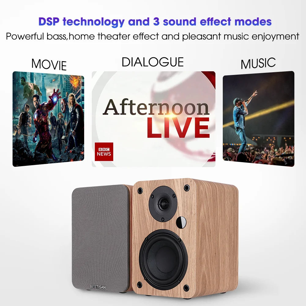 80W 2.0 HiFi Bookshelf Bluetooth Speaker