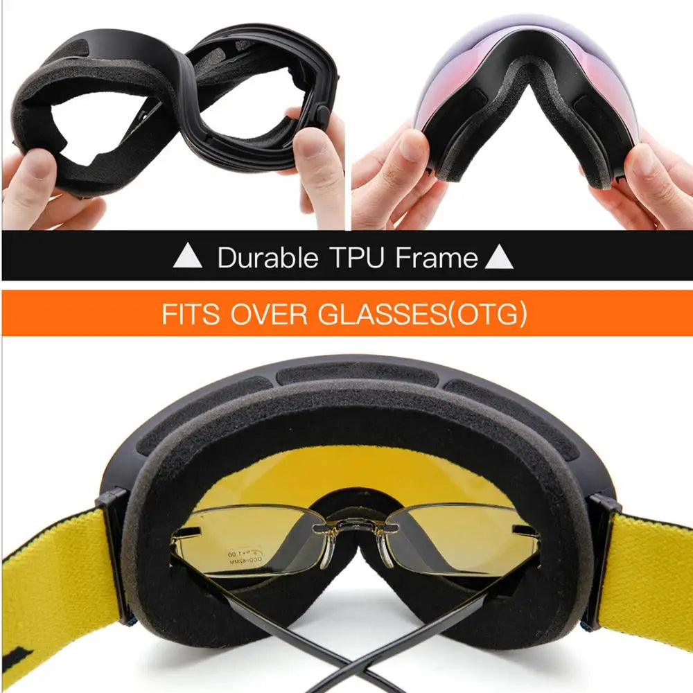 Double Layers UV400 Anti-fog  goggles