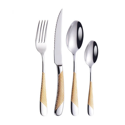 Fashion Golden Dinnerware Silverware Set
