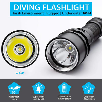 Super Powerful LED Diving Flashlight