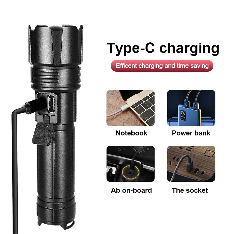 USB Rechargeable Powerful LED Flashlight