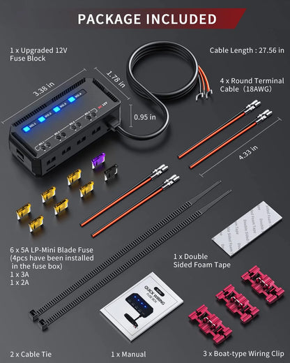 12V Motorcycle Fuse Box 4 Circuits