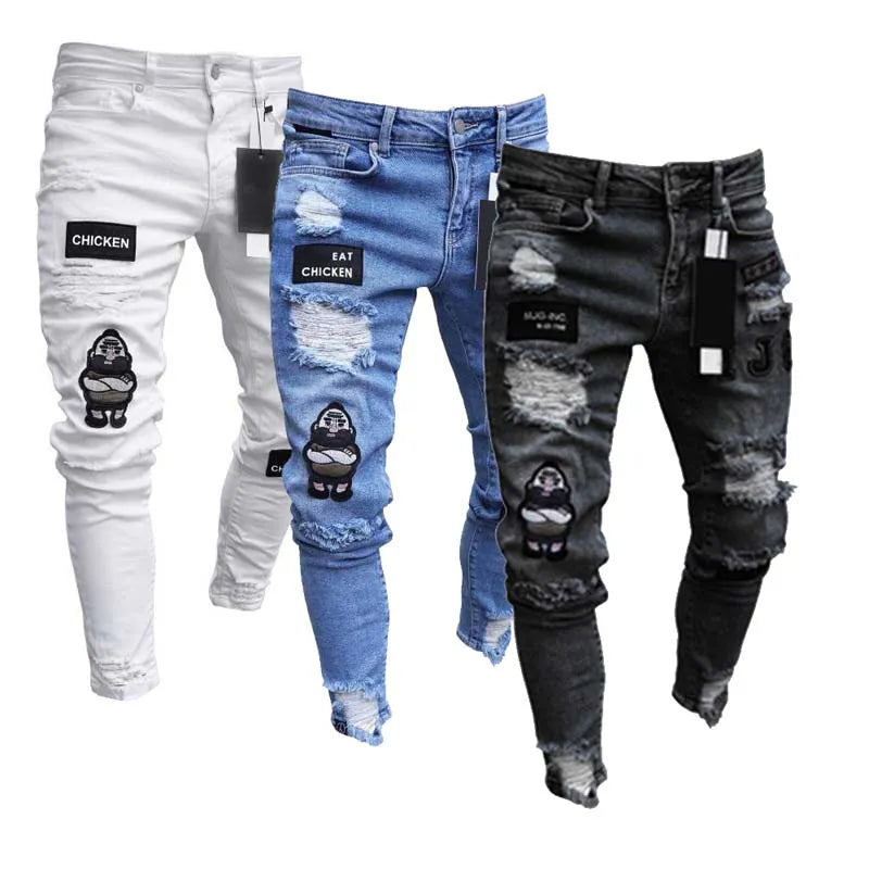 Men Stretchy Ripped Skinny Jeans