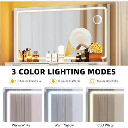 LED Mirror Vanity Desk Set