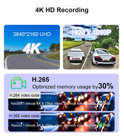 11.26" 4K Dash Cam Wireless  GPS Navigation