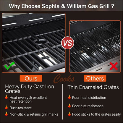 6-Burner Propane Gas BBQ Grill