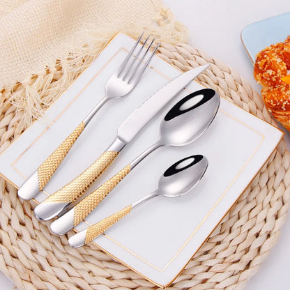 Fashion Golden Dinnerware Silverware Set