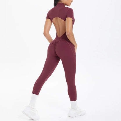 Short Sleeved Fitness Jumpsuit for Woman