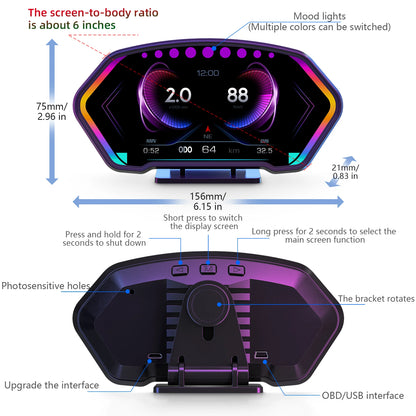 OBD + GPS HUD P3 Head Up Display Auto GPS Speedometer